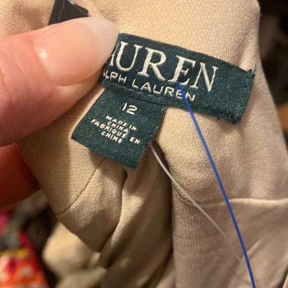 LRL gold shimmer evening gown floor length good stretch fully lined - Picture 11 of 12